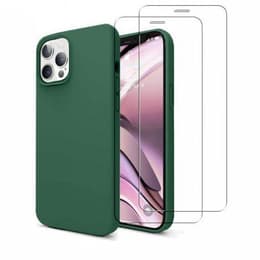 Hülle iPhone 12/iPhone 12 Pro und 2 schutzfolien - Silikon - Grün
