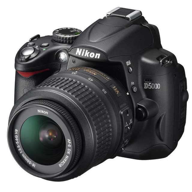 Spiegelreflexkamera - Nikon D5000 - Schwarz + Nikon AF-S DX VR 18 Objektiv - 55 mm 1: 3,5 - 5,6 G