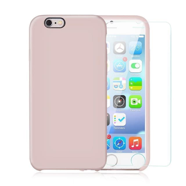 Hülle und 2 Schutzfolie iPhone 6 Plus/6S Plus - Silikon - Rosa