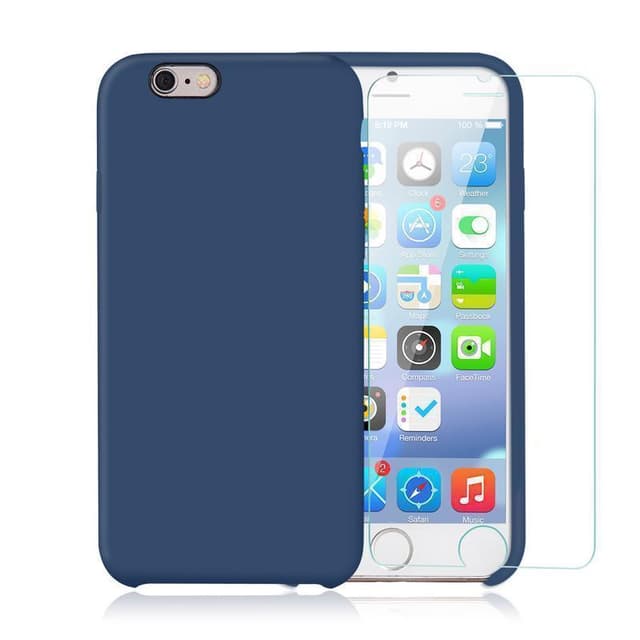 Hülle und 2 Schutzfolie iPhone 6 Plus/6S Plus - Silikon - Kobaltblau