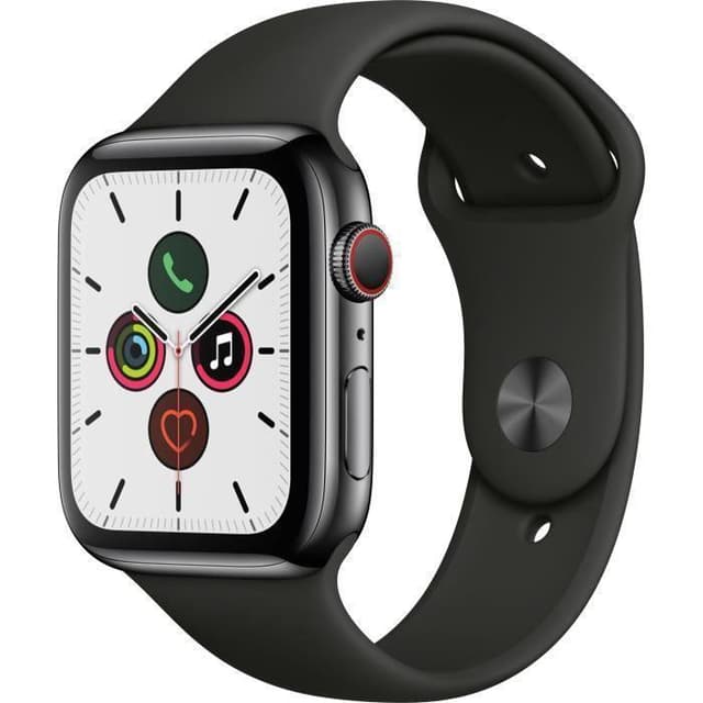 Apple Watch (Series 5) September 2019 44 mm - Aluminium Space Grau - Armband Sportarmband Schwarz