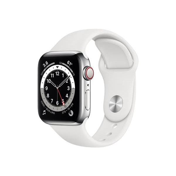 Apple Watch (Series 6) September 2020 40 mm - Aluminium Silber - Armband Sportarmband Weiß