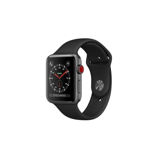 Apple Watch (Series 3) September 2017 38 mm - Aluminium Space Grau - Armband Sportarmband Schwarz