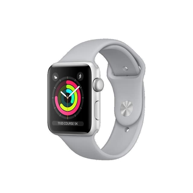 Apple Watch (Series 3) 2017 42 mm - Aluminium Silber - Armband Sportarmband Nebel