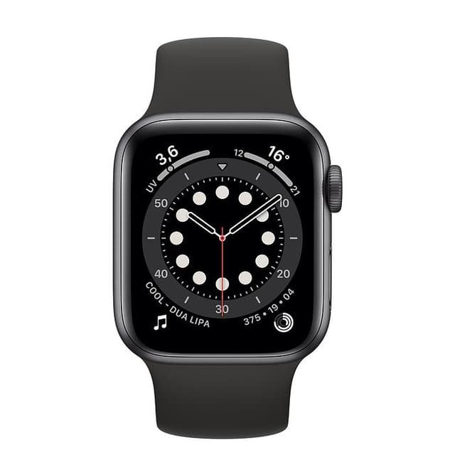 Apple Watch (Series 6) September 2020 40 mm - Aluminium Space Grau - Armband Sportarmband Schwarz