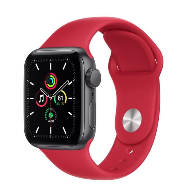 Apple Watch (Series 5) GPS 44 mm - Aluminium Grau - Sportarmband Rot