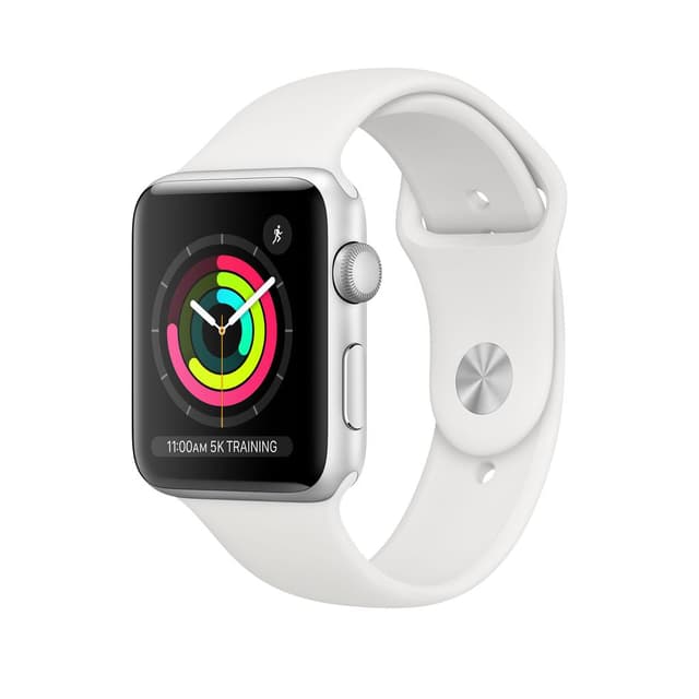 Apple Watch (Series 3) GPS 42 mm - Aluminium Silber - Sportarmband Weiß