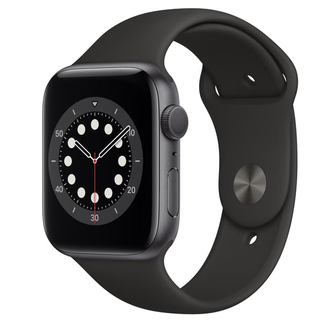 Apple Watch (Series 6) September 2020 44 mm - Aluminium Space Grau - Armband Sportarmband Schwarz